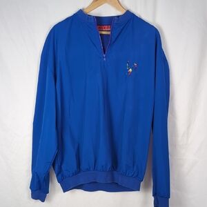 VINTAGE Pivot Rules Men's Golf Embroidered Blue Pullover Jacket